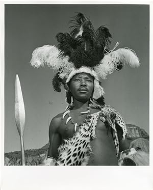 [Original Gelatin Silver Print Portrait Photograph of a Zulu Warrior]