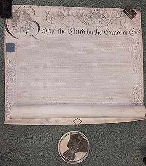 Vellum Baronetcy document on two sheets with remains of a wax seal.