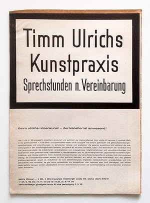 Timm Ulrichs. Kunstpraxis. Sprechstunden n. Vereinbarung. Galerie Kummel 1969. Colonia