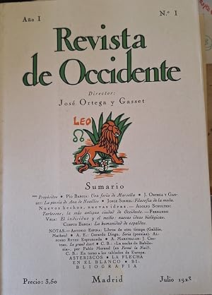 REVISTA DE OCCIDENTE AÑO 1 Nº 1 JULIO 1923.