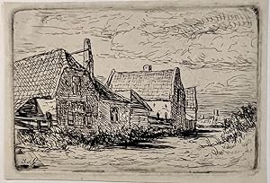 Antique print, etching | A street in Scheveningen, The Hague, published ca. 1850, 1 p.