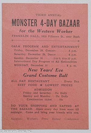 Third annual monster 4-Day Bazaar for the Western Worker