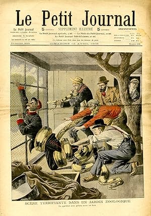 "LE PETIT JOURNAL N°908 du 12/4/1908" SCÈNE TERRIFIANTE DANS UN JARDIN ZOOLOGIQUE : Un gardien au...