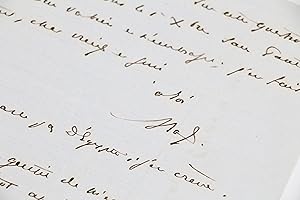 Lettre autographe signée de Maxime Du Camp adressée à un confrère écrivain et journaliste qui sou...