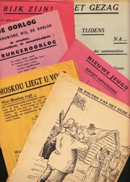 Acht pamfletten / affiches gericht tegen het Russische communisme, ca.1937.