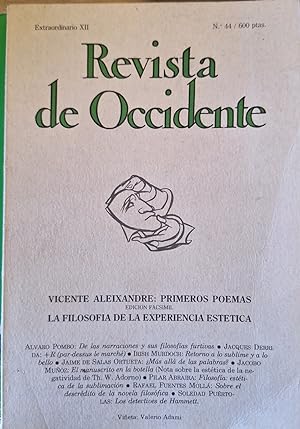 REVISTA DE OCCIDENTE. Nº 44 EXTRAORDINARIO XII. VICENTE ALEIXANDRE: PRIMEROS POEMAS (EDICION FACS...