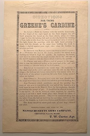 Directions For Using Greene's Carbine--circa 1854
