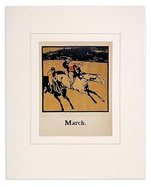 March. RACING. [Woodblock print from "An Almanac of Twelve Sports"]
