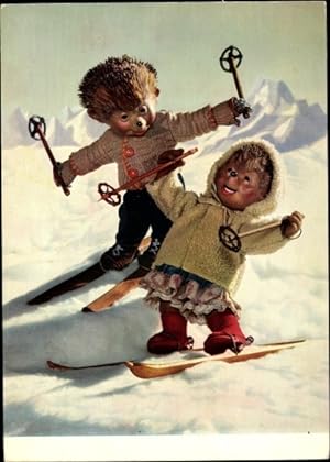 Ansichtskarte / Postkarte Mecki der Igel, Skifahrt, Schnee