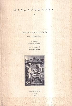 Guido Calogero dal 1920 al 1986