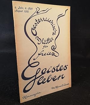 Österreichische Blätter für freies Geistesleben. 4. Jahr. Heft 8. August 1927.