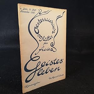 Österreichische Blätter für freies Geistesleben. 4. Jahr. Heft 11. November 1927.