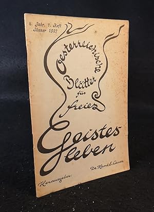 Österreichische Blätter für freies Geistesleben. 4. Jahr. Heft 1. Jänner 1927.