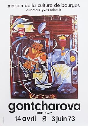 1973 Original French Abstract Cubist Exhibition Poster, Gontcharova