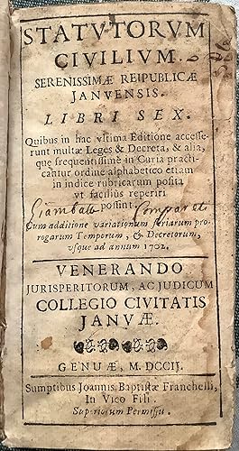 Statutorum Civilium Serenissimae Reipublicae Januensis.