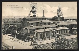 Ansichtskarte Eisleben, Hermannschacht mit Bahnhof Helfta