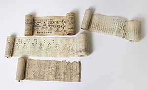 A collection of ten talisman (or amulet) Buddhist woodblock-printed scrolls on paper