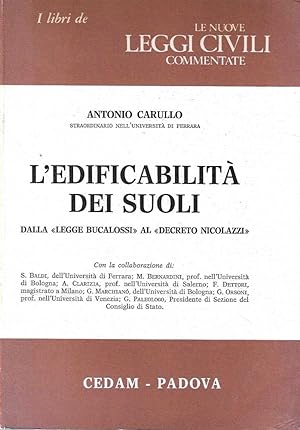 L'edificabilità dei suoli, dalla "Legge Bucalossi" al "Decreto Nicolazzi"