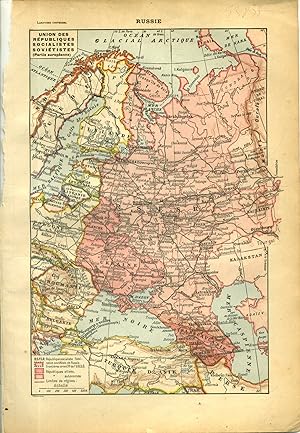 Carte en couleurs des Républiques socialistes soviétistes (partie européenne). Carte extraite du ...