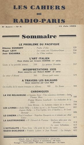 Les Cahiers de Radio-Paris 1935-6 : Le problème du Pacifique, l'art italien, les Balkans . Confér...