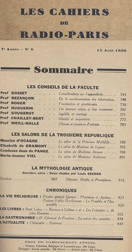Les Cahiers de Radio-Paris 1936-8 : Les conseils de La Faculté, les salons de la troisième Républ...