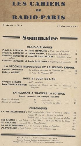 Les Cahiers de Radio-Paris 1937-1 : La Seconde République et le Second Empire - Noël et le jour d...