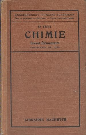 Chimie. Brevet élémentaire. Vers 1930.
