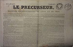 Le précurseur, journal constitutionnel de Lyon et du Midi. N° 1644. 13 avril 1832.