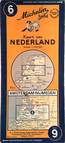 Kaart van Nederland N° 6. Amsterdam-Nijmegen. Schaal 1:200.000