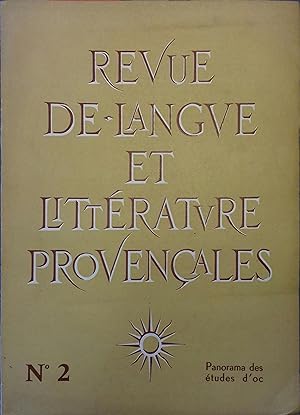 Revue de langue et de littérature provençales N° 2. Panorama des études d'Oc en France et à l'étr...