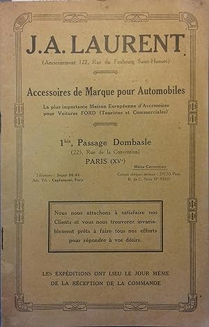 Catalogue illustré d'accessoires de marque pour automobiles. Sans date. Vers 1925.