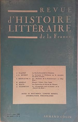 Revue d'histoire littéraire de la France 66 e année N° 2. La Rochefoucauld et Climène (Plantié). ...
