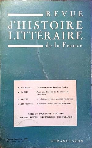 Revue d'histoire littéraire de la France. 66e année n° 4. Les comparaisons dans les Essais (Delèg...