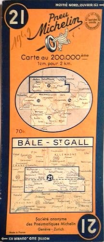 Ancienne Carte Michelin N° 21 : Bâle - St Gall. Carte au 200.000e.