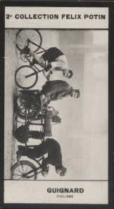 Photographie de la collection Félix Potin (4 x 7,5 cm) représentant : Joseph Guignard, coureur cy...