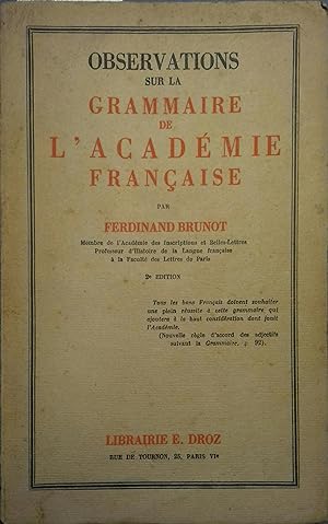 Observations sur la grammaire de l'Académie française.