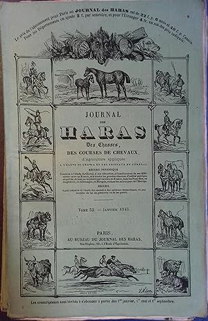 Journal des haras, des chasses, des courses de chevaux. 6 numéros de l'année 1843 : Janvier à mai...