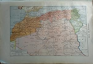 Carte en couleurs de l'Afrique septentrionale française. Carte extraite du Larousse universel en ...