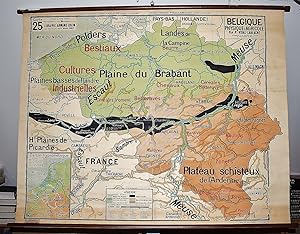 Belgique. Carte Physique et Agricole (Large Pull Down Map)