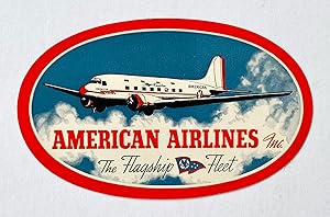 Original Vintage Luggage Label - American Airlines Inc, The Flagship Fleet