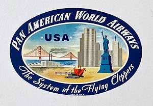 Original Vintage Luggage Label - Pan American: USA