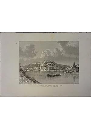 Confluent de la Sambre et de la Meuse à Namur. Gravure extraite de la Géographie universelle d'El...