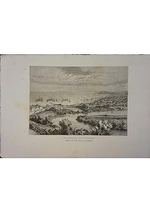 Entrée du port de Glasgow. Gravure extraite de la Géographie universelle d'Elisée Reclus. Vers 1880.