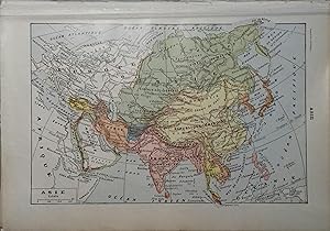 L'Asie. Carte en couleurs de l'Asie. Carte extraite du Larousse universel en 2 volumes.