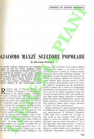 Giacomo Manzù scultore popolare.