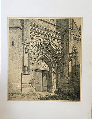 Eau-Forte "Portail méridional de l'église Saint-Michel de Bordeaux, 1845"