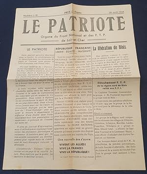 Le Patriote - Organe du front National et des FTP de Loir et Cher - 28 Aout 1944