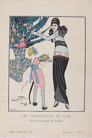 Les Préparatifs de Noël. Robe d'après-midi de Redfern (pl.4, La Gazette du Bon ton, 1914 n°1)