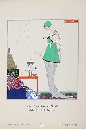La Fumée noire. Robe du soir de Redfern (pl.29, La Gazette du Bon ton, 1914 n°3)