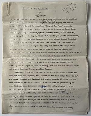 [Aviation] Typed Manuscript "Between Two Breakfasts" About the September 21, 1928 National Air Ra...